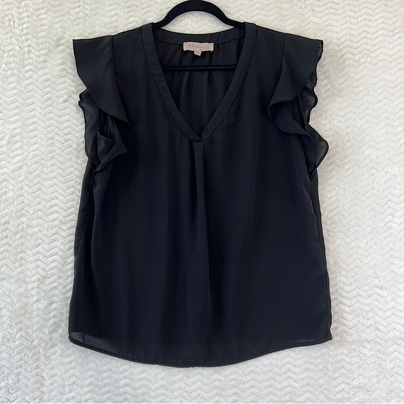 Philosophy Tops - Philosophy Ruffle Sleeve Blouse Sz Medium Women’s Cap Sleeve Sheer Chiffon Black